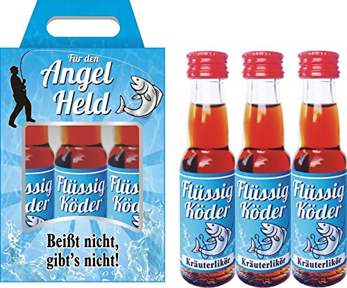 3er Kräuterlikörboxen Kräuterlikör Box 3 x 0,02 L 32% vol. für Männer Männergeschenk Angler Petri Heil Flüssigköder zum Männertag Zubehör (Flüssig Köder Angler 52070) von AV Andrea Verlag