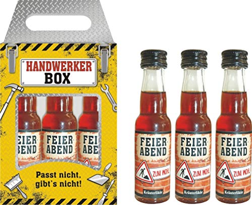 3er Kräuterlikörbox Kräuterlikör Box 3 x 0,02 L 32% vol. für Männer Männergeschenk zum Geburtstag Bester Handwerker Feierabend Handwerkerbox (Handwerker Box 52019) von AV Andrea Verlag