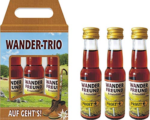 3er Kräuterlikörbox Kräuterlikör Box 3 x 0,02 L 32% vol. für Männer Männergeschenk Hobby zum Geburtstag zum Männertag wandern Wander Freund Wanderfreund (Wander Trio 52066) von AV Andrea Verlag