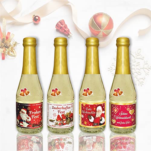 4x Piccolo 0,2l Geschenk zu Weihnachten | Sekt Secco Beerenperlwein halbtrocken | prickelnd frischer Beeren Perlwein Schaumwein aus weißen Beeren von AV Andrea Verlag