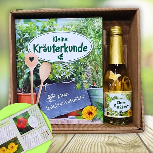 Geschenkset Kleine Kräuterkunde mit Piccolo Sekt "Kleine Auszeit" | Set mit Gartenbuch und Beeren Perlwein | Buch Gartenkräuter | | Geschenk für den passionierten Gärtner von AV Andrea Verlag