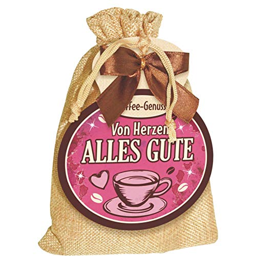 Kaffeesäckchen als Geschenk für Kaffeeliebhaber und Kaffeegenießer. Witzige Geschenkidee mit Kaffee im Jutesack für die Kaffeetasse (Kaffee Sack - Von Herzen alles Gute -) von AV Andrea Verlag