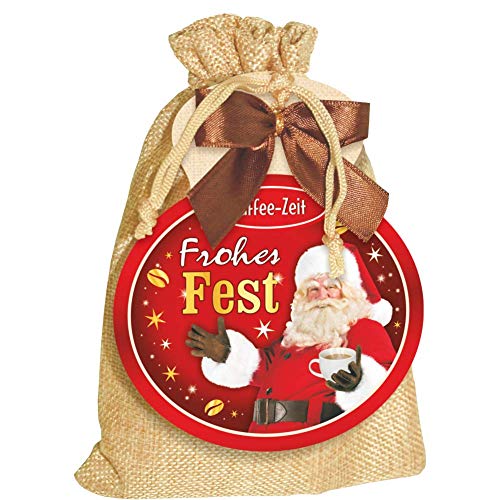 Kaffeesäckchen zu Weihnachten - Frohes Fest - Geschenk für Kaffeegenießer und Kaffeeliebhaber. Witzige Geschenkidee mit Kaffee im Jutesack von AV Andrea Verlag