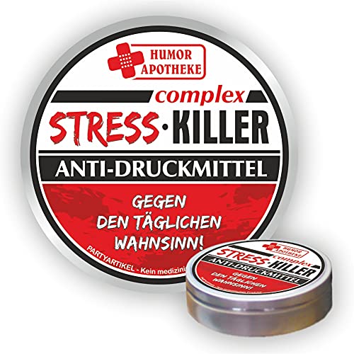 Pfefferminz Bonbon Metalldose - Stresskiller Anti Druckmittel, gegen den täglichen Wahnsinn - Soforthilfe | Humorapotheke Spaßmedizin Humormedizin | Pfefferminzdragees | Dose Blechdose Pillendose von AV Andrea Verlag