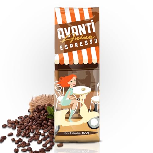 2 x AVANTI Espresso Anina, 500g Kaffeebohnen (=1Kg), 80% Arabica-20% Robusta Mischung, Traditionelle Trommelröstung von AVANTI