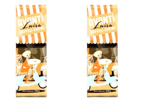 2 x AVANTI Luisa Kaffee-Creme, 500g (=1 Kg), 90% Arabica-10% Robusta Mischung, Mild & Fruchtig, Traditionelle Trommelröstung von AVANTI