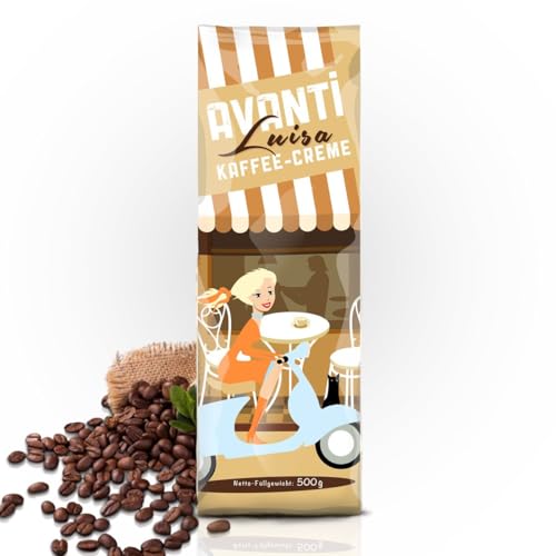 2 x AVANTI Luisa Kaffee-Creme, 500g (=1 Kg), 90% Arabica-10% Robusta Mischung, Mild & Fruchtig, Traditionelle Trommelröstung von AVANTI
