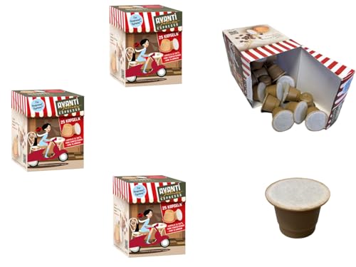 AVANTI Espresso Julietta Kapseln, kompatibel mit Nespresso, 3x25 Stück, 70% Arabica/30% Robusta, Kompostierbare Kapseln AVANTI Espresso Julietta Kapseln, kompatibel mit Nespresso, 3x25 Stück, 70% Arabica/30% Robusta, Kompostierbare Kapseln von AVANTI