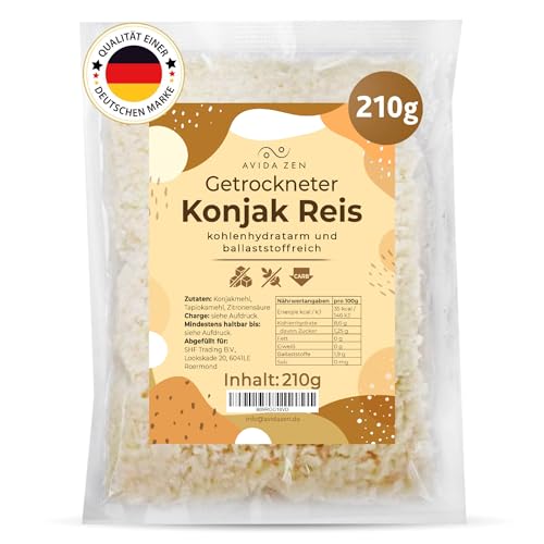 Konjak Reis, Zero Reis kohlenhydratarm, Shirataki Reis kalorienarm, Konjak Reis getrocknet 210g ballaststoffreich Keto freundlich, Konjakreis glutenfrei und vegan, Konjac rice wenig Kalorien Konjak Reis, Zero Reis kohlenhydratarm, Shirataki Reis kalorienarm, Konjak Reis getrocknet 210g ballaststoffreich Keto freundlich, Konjakreis glutenfrei und vegan, Konjac rice wenig Kalorien von AVIDA ZEN