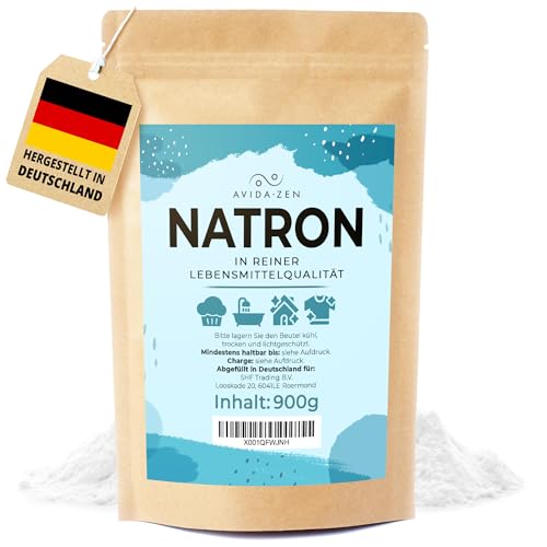 Natron Pulver in Lebensmittelqualität, Natron hochrein zum Putzen und Backen 900g Beutel, Baking Soda Backpulver, Basenpulver von AVIDA ZEN