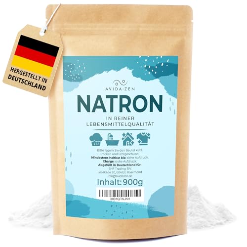 Natron Pulver in Lebensmittelqualität, Natron hochrein zum Putzen und Backen 900g Beutel, Baking Soda Backpulver, Basenpulver von AVIDA ZEN