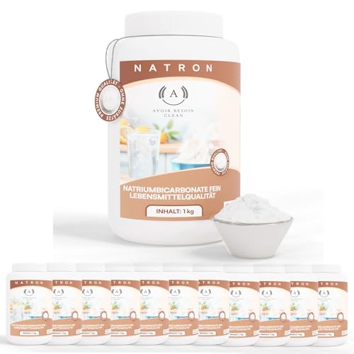 Natron Pulver 12x1kg Lebensmittelqualität E500ii | Natriumbicarbonat Backsoda Backpulver Backing Soda Natriumhydrogencarbonat | zum Putzen Reinigen rein Premium Qualität von AVOIR BESOIN