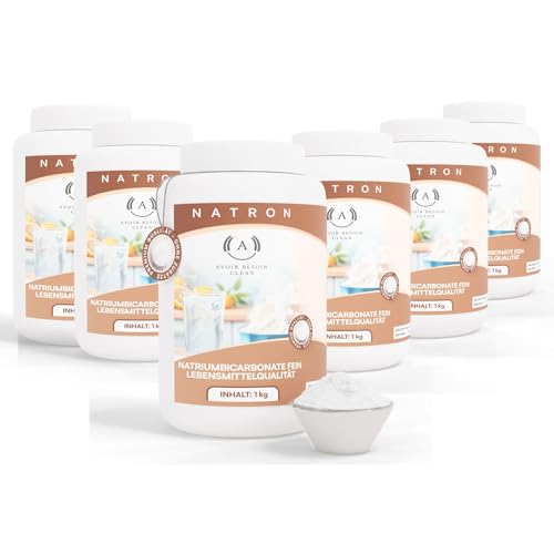 Natron Pulver 6x1kg Lebensmittelqualität E500ii | Natriumbicarbonat Backsoda Backpulver Backing Soda Natriumhydrogencarbonat | zum Putzen Reinigen rein Premium Qualität von AVOIR BESOIN