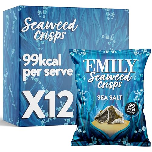 Abakus Algen Chips (12 Tueten), Algen Snacks, Nori Snacks, Vegan, Gluten-Frei, 100 Kalorien pro Beutel, Gesunde Snacks (Meer Salz) von Abakus
