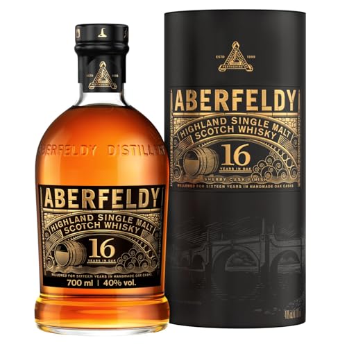 Aberfeldy 16 Jahre alter Highland Scotch Single Malt in Geschenkbox, im Eichenfass gereift, in Bourbon & Oloroso-Sherryfässern veredelt, ideal als Whisky-Geschenkset, 40 Vol %, 70 cl/700 ml von Aberfeldy