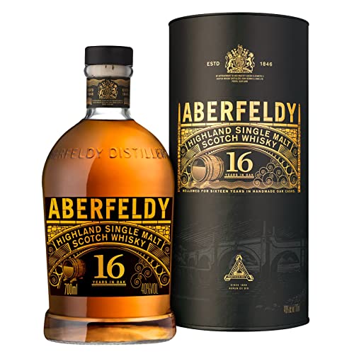 Aberfeldy 16 Jahre alter Highland Scotch Single Malt in Geschenkbox, im Eichenfass gereift, in Bourbon & Oloroso-Sherryfässern veredelt, ideal als Whisky-Geschenkset, 40 Vol %, 70 cl/700 ml von Aberfeldy