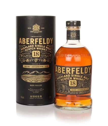 Aberfeldy 18 Jahre alter Nappa Valley Highland Scotch Single Malt Whisky in edler Geschenkbox, im Eichenfass gereift, 43% Vol., 70 cl/700 ml von Aberfeldy