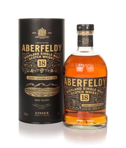 Aberfeldy 18 Jahre alter Nappa Valley Highland Scotch Single Malt Whisky in edler Geschenkbox, im Eichenfass gereift, 43% Vol., 70 cl/700 ml von Aberfeldy