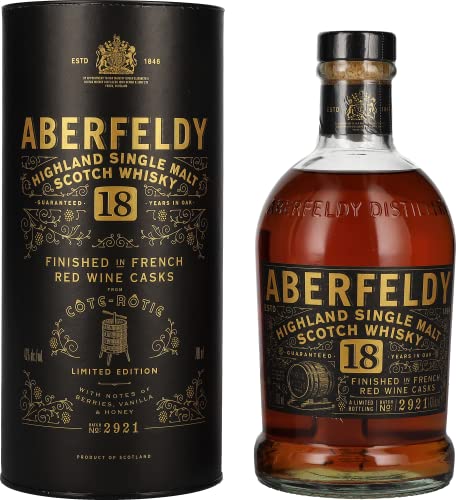 Aberfeldy 18 Years Old Highland Single Malt Red Wine Casks CÔTE RÔTIE 43% Vol. 0,7l in Geschenkbox von Aberfeldy