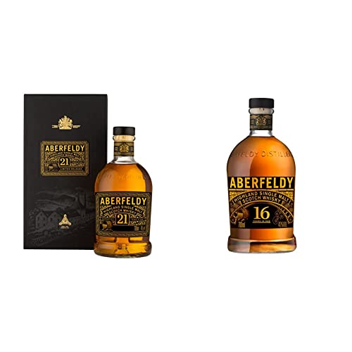 Aberfeldy 21 Jahre Single Malt Highland Scotch Whisky mit Geschenkbox, 70 cl & 16 Jahre Single Malt Highland Scotch Whisky mit Geschenkbox, 70 cl von Aberfeldy