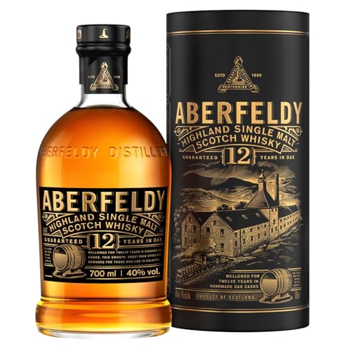 Aberfeldy 12 Jahre alter Highland Scotch Single Malt Whisky in edler Geschenkbox, im Eichenfass gereift, Noten von Honig, Früchten, Gewürzen, Vanille & ein Hauch Rauch, 40% Vol., 70 cl/700 ml von Aberfeldy