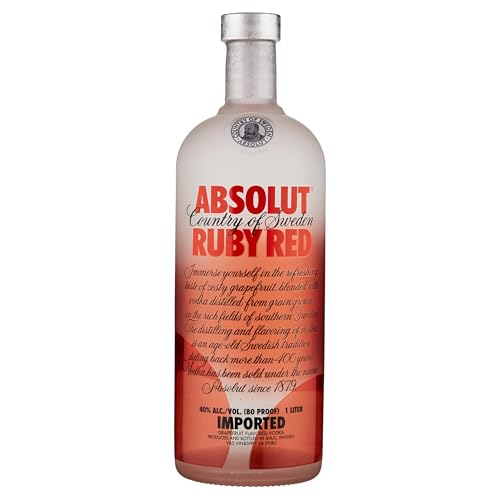 Absolut Ruby Red – Absolut Vodka mit Grapefruit Aroma – Absolute Reinheit und einzigartiger Geschmack in ikonischer Apothekerflasche – 1 x 1 L von Absolut Vodka