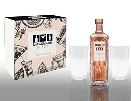 Absolut Set/Geschenkset - Absolut Elyx Vodka 1L (50% Vol) + 2x Absolut Longdrink Gläser geeicht 2/4cl von Absolut Vodka