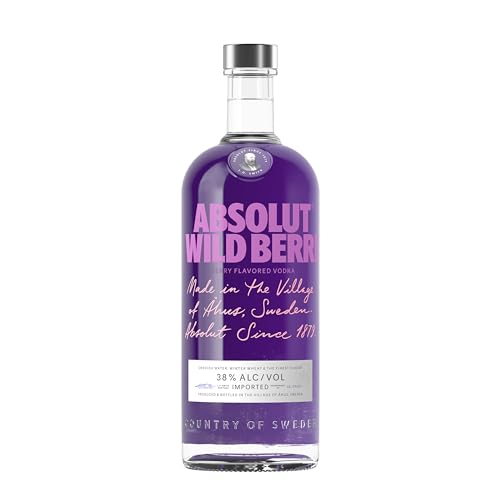 Absolut Vodka Wild Berri, Wodka mit fruchtig-intensivem Wildberry-Geschmack und ohne zusätzlichen Zucker, für Cocktails und Longdrinks, 38 Prozent Volumen, 1 x 1L von Absolut Vodka