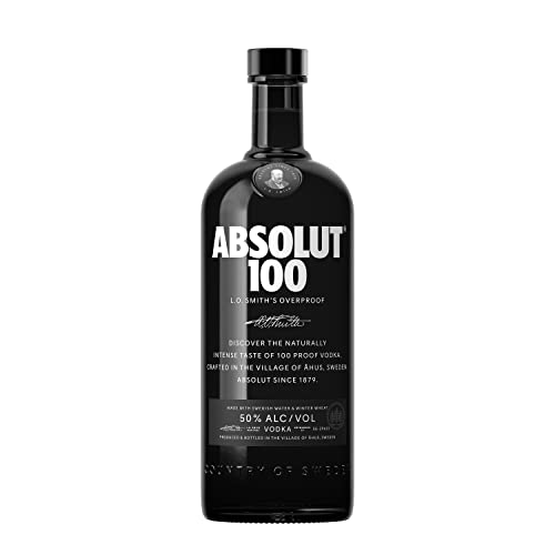 Absolut 100 – 50 Vol.-Prozent Edel-Vodka in eleganter, schwarzer Flasche – Luxuriöses Genusserlebnis – 1 x 1 l von Absolut Vodka