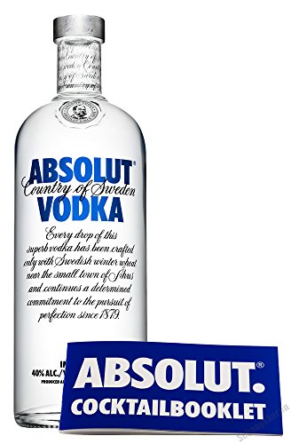 Absolut Vodka 40% 1,0l inkl. Cocktailbooklet PiHaMi®Gastro von Absolut