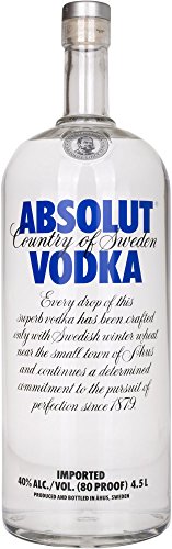 Absolut Vodka Original / Absolute Reinheit und einzigartiger Geschmack in ikonischer Apothekerflasche / Schwedischer Klassiker - ideal für Cocktails und Longdrinks / 1 x 4,5 L von Absolut Vodka