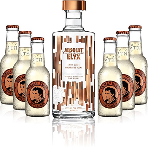Moscow Mule Set - Absolut Elyx Vodka 0,7l 700ml (42,3% Vol) + 6x Thomas Henry Spicy Ginger 200ml - Inkl. Pfand MEHRWEG von Thomas Henry-Thomas Henry