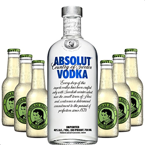 Vodka Lemon Set - Absolut Vodka 0,7l 700ml (40% Vol) + 6x Thomas Henry Bitter Lemon 200ml - Inkl. Pfand MEHRWEG von Thomas Henry-Thomas Henry