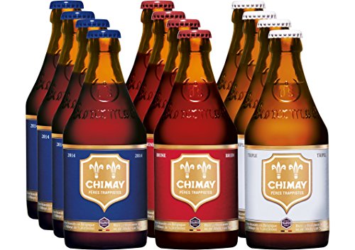 Chimay Trappist 12er Paket (je 4x Chimay Rouge + Chimay Bleue + Chimay Tripel) Bier, komplexe Klosterbiere, Bier wie Wein, Geschenk, Mann, Frau, Gourmet, Weinliebhaber von Abtei Notre-Dame de Scourmont