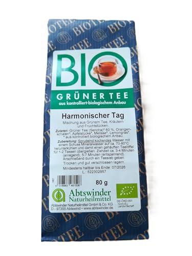 "Harmonischer Tag" - Mischung aus Grünem Tee, Kräutern und Fruchtstücken, Beutel mit losem Tee, Inhalt: 80 g von Abtswinder Naturheilmittel