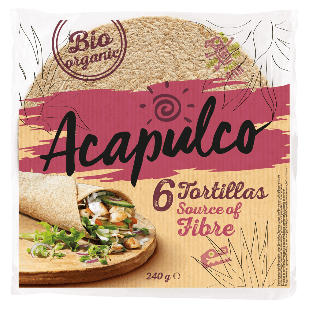 Bio Tortilla Wraps mit Weizenkleie von Acapulco