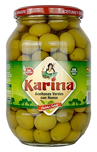 Karina Grüne Manzanilla-Oliven mit Stein, Glas, 500 g von Aceitunas Karina