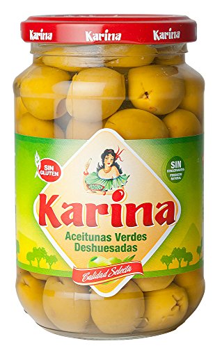 Karina Grüne Manzanilla-Oliven ohne Stein, Glas, 6er Pack (6 x 160 g) von Aceitunas Karina