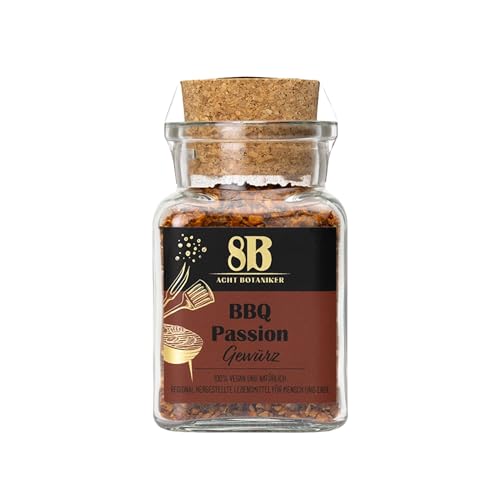 Acht Botaniker vom Hof Bodengut – Gewürzmischungen mit Charakter | Aus eigenem Anbau, handgemacht & naturrein | Direkt vom Feld in die Küche, BBQ Passion 91g Glas von Acht Botaniker