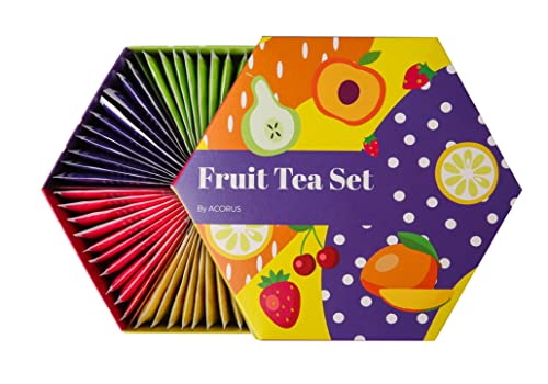 ACORUS | Fruit Luxury Tee Set | Natürliche Tee Geschenkset mit 6 Geschmacksrichtungen | Kräutertee, Früchtetee | Teeset Sortiment | Teebox mit 60 Teebeutel von Acorus