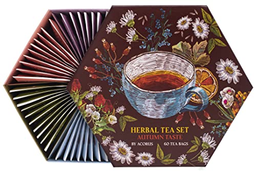 ACORUS | Herbstgeschmack Tee Set - Natürliche Tee Geschenkset mit 6 Geschmacksrichtungen | Entdecken Sie reichhaltige Herbsttees | Tee Geschenkset | Große Teebox mit 60 Kräuter teebeuteln von Acorus
