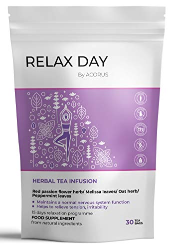 ACORUS Relax Day Kräutertee ● 15 Tage Tee Programm ● 100% natürlicher Tagesentspannungstee mit Lavendel, Melisse und Haferkraut (2g x 30) von Acorus