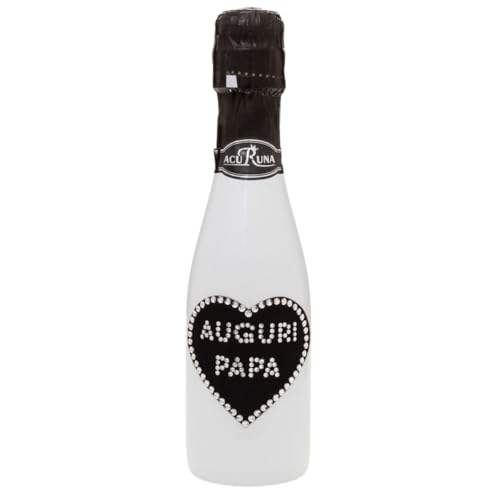 Sekt Flasche 0,2 l verziert mit Strass Steine das perfekte Geburtstagsgeschenk Vatertag Weihnachten Motiv: AUGURI PAPA von ACURUNA