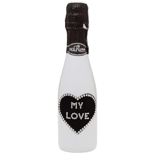 Sekt Flasche 0,2 l verziert mit Strass Steine - das perfekte Liebe-Geburtstag-Valentinstaggeschenk Motiv: MY LOVE von ACURUNA
