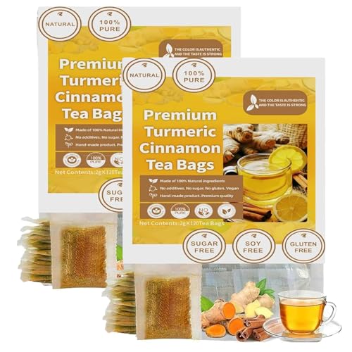 Natural Turmeric Ginger Cinnamon Tea Bags,Premium Turmeric G-inger Cinnamon Tea Bags Organic,100% Natural Ginger T-urmeric Herbal Tea,Supports Digestion,Skin Health & Sleep,No Sugar,No Caffeine (2) von Aderpmin