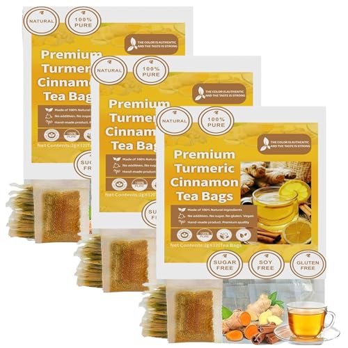 Natural Turmeric Ginger Cinnamon Tea Bags,Premium Turmeric G-inger Cinnamon Tea Bags Organic,100% Natural Ginger T-urmeric Herbal Tea,Supports Digestion,Skin Health & Sleep,No Sugar,No Caffeine (3) von Aderpmin