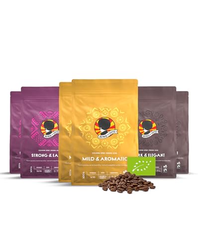 5+1 Mixed SET Afro Coffee, Premium Kaffeebohnen, Fairtrade aus Ostafrika, dem Ursprung des Kaffees. Arabica und Robusta, sonnengereift, handgepflückt und schonend geröstet von Afro Coffee