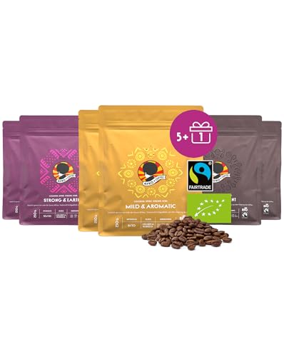 AFRO COFFEE Kaffeebohnen Probierset mit 3 Sorten I Angebot 5+1 250g Premium Kaffee Bohnen Fairtrade I Arabica & Robusta Kaffee ganze Bohnen I Bohnenkaffee aus Ostafrika I handgepflückt & säurearm von Afro Coffee