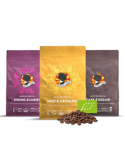 Collection SET Afro Coffee, Premium Kaffeebohnen, Fairtrade aus Ostafrika, dem Ursprung des Kaffees. Arabica und Robusta, sonnengereift, handgepflückt und schonend geröstet von Afro Coffee