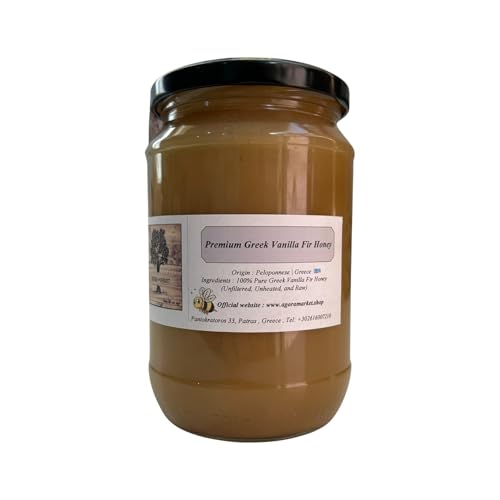 Premium Griechischer Vanille-Tannenhonig – Rein, Ungefiltert und Roh | 100% Natürlicher Waldhonig | 960g (960 gramm) von AgoraMarket